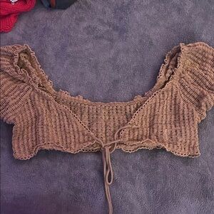 Women's Crochet Crop Top - Brown